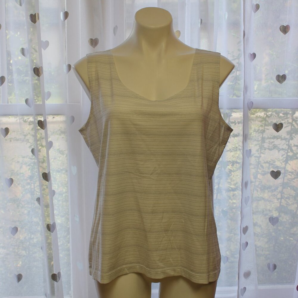 #572A Chico's White Dress Tank with Silver Stripes Size 3 (16)